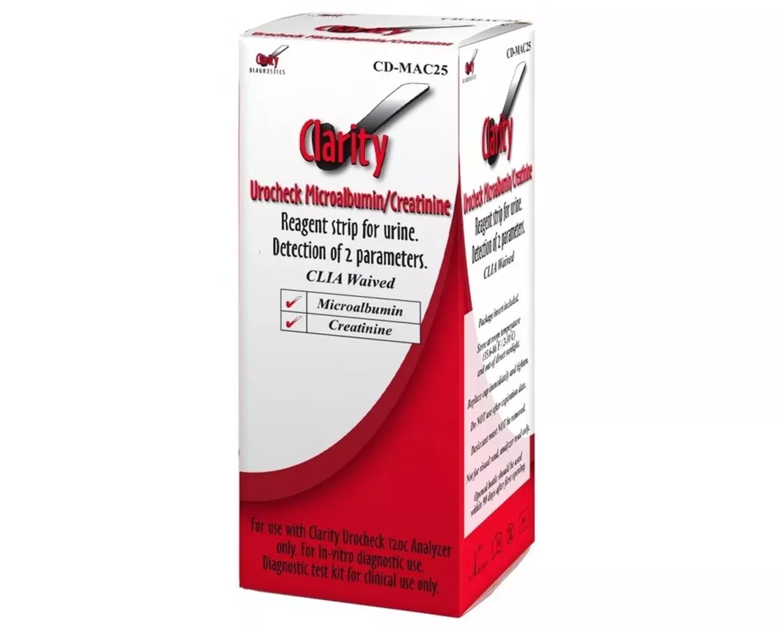 Microalbumin/Creatinine Reagent Strips for Urocheck 120C Urine Analyzer (25/bx)